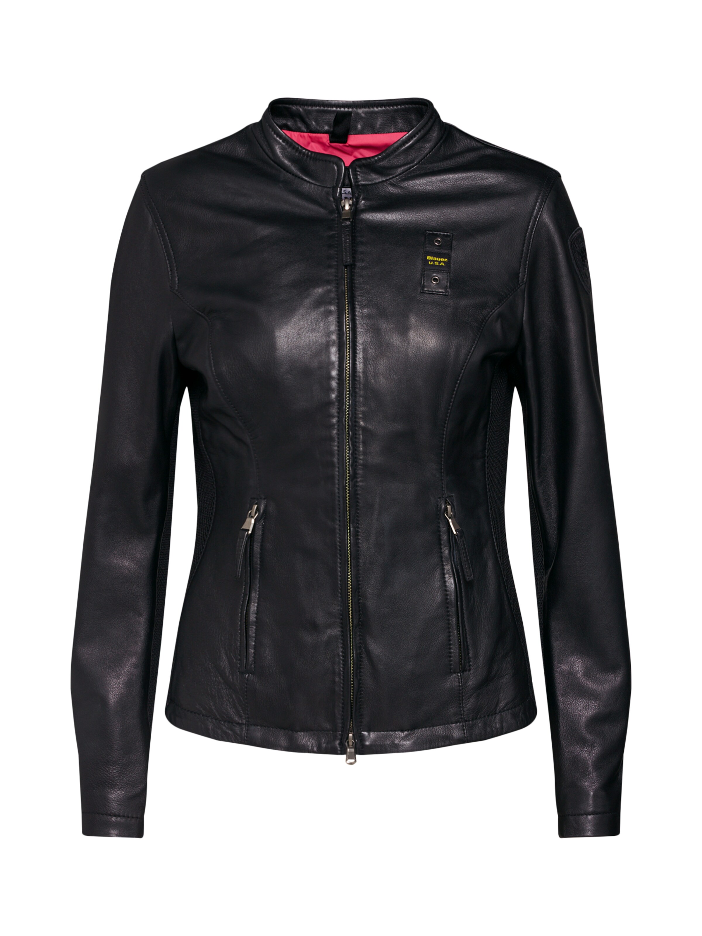 Blauer.USA - Tussenjas 'CAPO SPALLA PELLE FODERATO' in de kleur Zwart