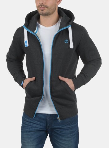 !Solid Zip-Up Hoodie 'Benn High-Neck' in Grey