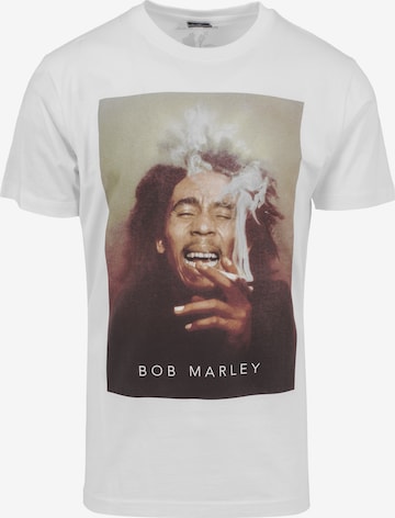 Mister Tee قميص 'Bob Marley Smoke' بلون أبيض: الأمام