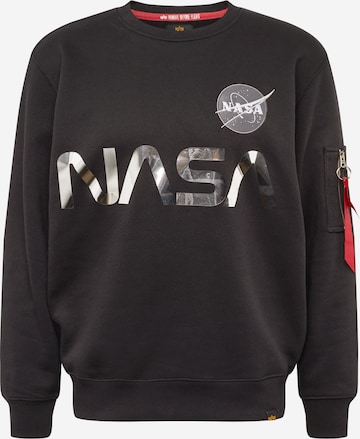 ALPHA INDUSTRIES Sweatshirt 'NASA' in Zwart: voorkant