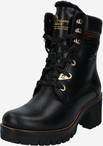 PANAMA JACK Lace-Up Ankle Boots 'Phoebe' in Black: front