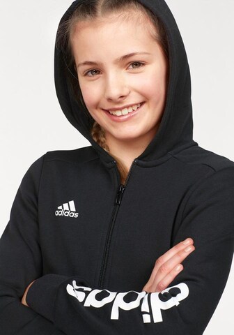 ADIDAS PERFORMANCE Athletic Zip-Up Hoodie 'Essentials Linear' in Black