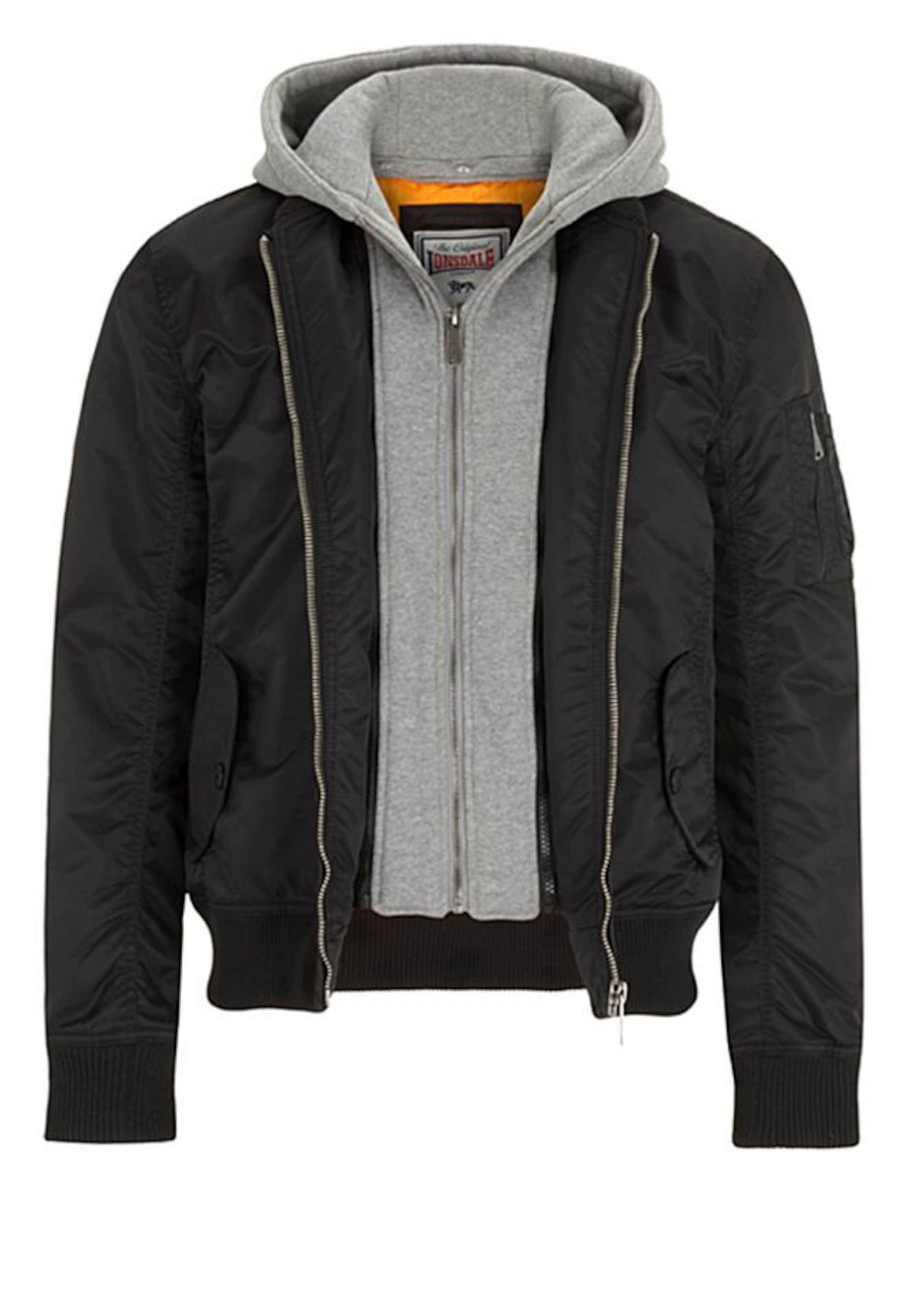 LONSDALE Демисезонная куртка в Черный: спереди
