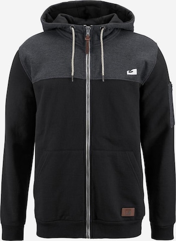 OCEAN SPORTSWEAR Athletic Zip-Up Hoodie in Black: front