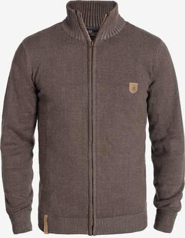 INDICODE JEANS Knit Cardigan 'Andy' in Brown: front