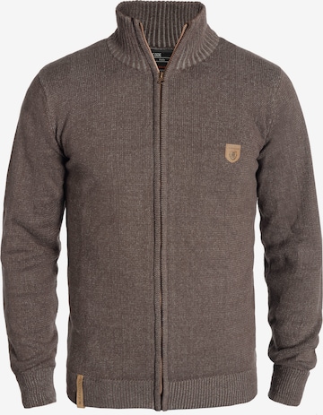 INDICODE JEANS Knit Cardigan 'Andy' in Brown: front