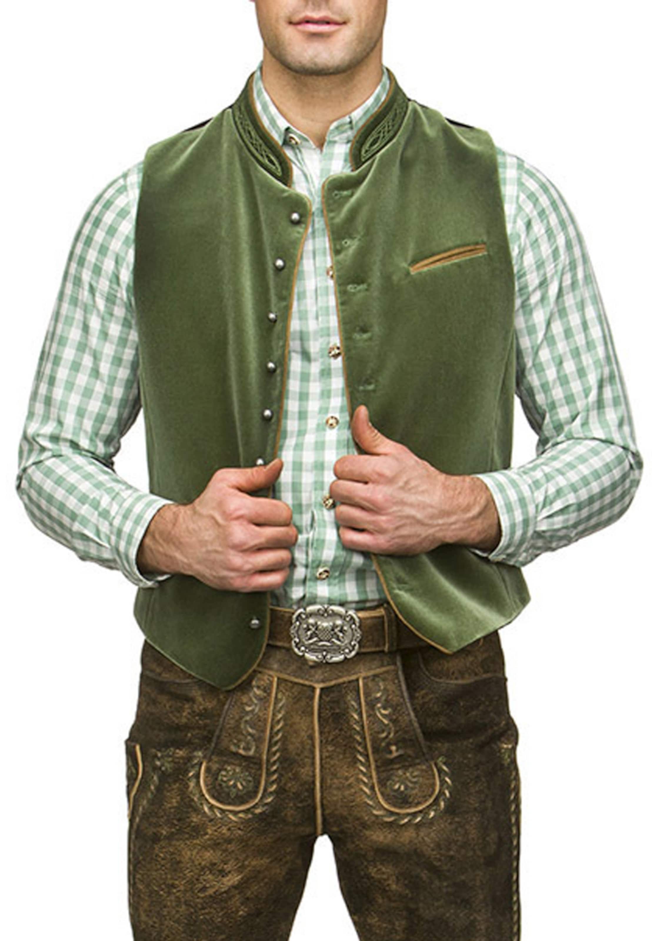 STOCKERPOINT Rahvuslik vest 'Ricardo', värv roheline: eest vaates