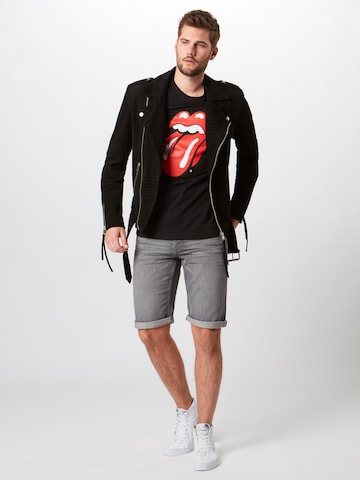 T-Shirt 'Rolling Stones Tongue' Mister Tee en noir