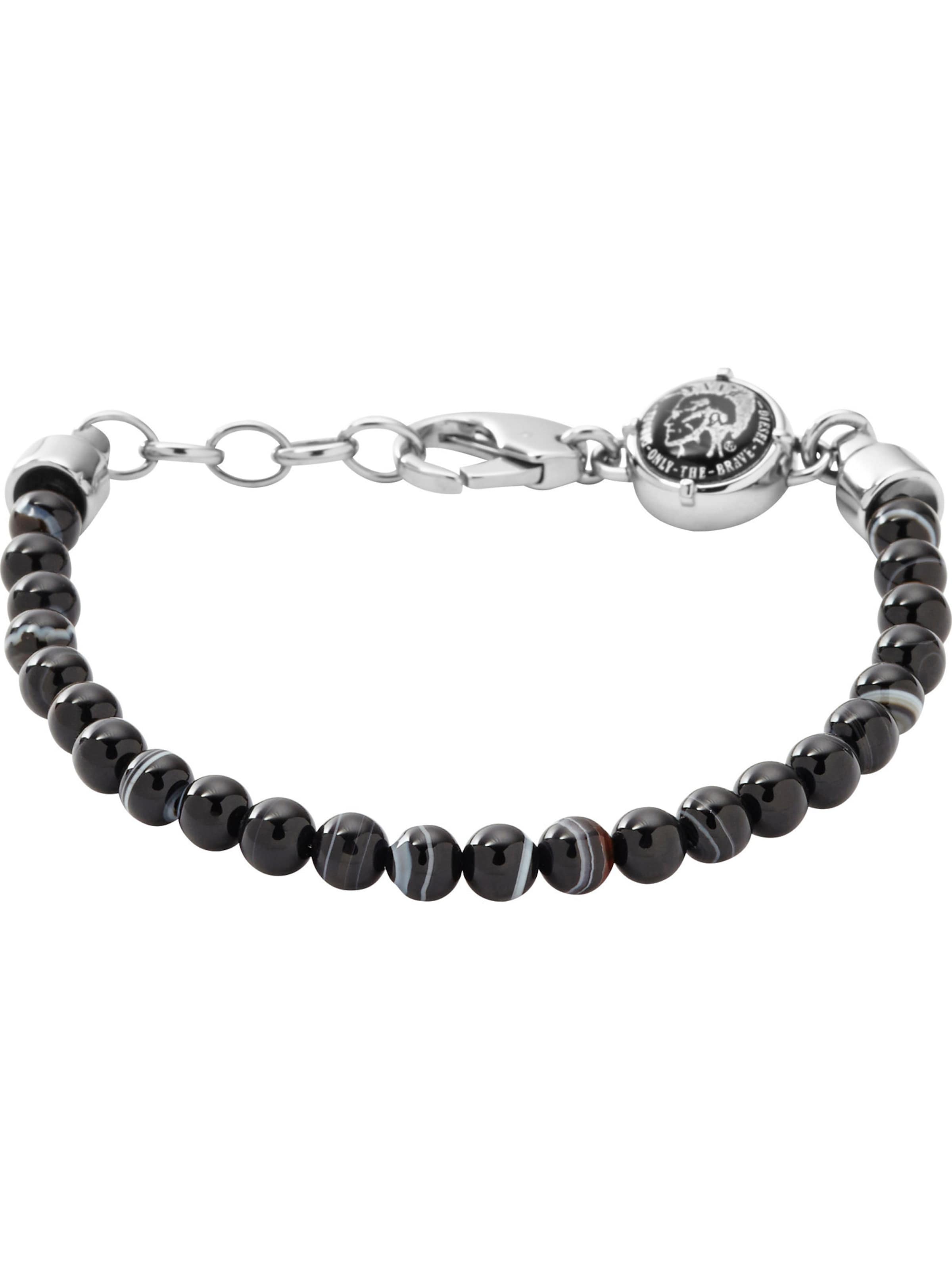 DIESEL Náramok 'Beaded Studs' - čierna / strieborná, Produkt