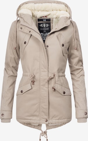 MARIKOO Winterjas 'Manolya' in Beige: voorkant