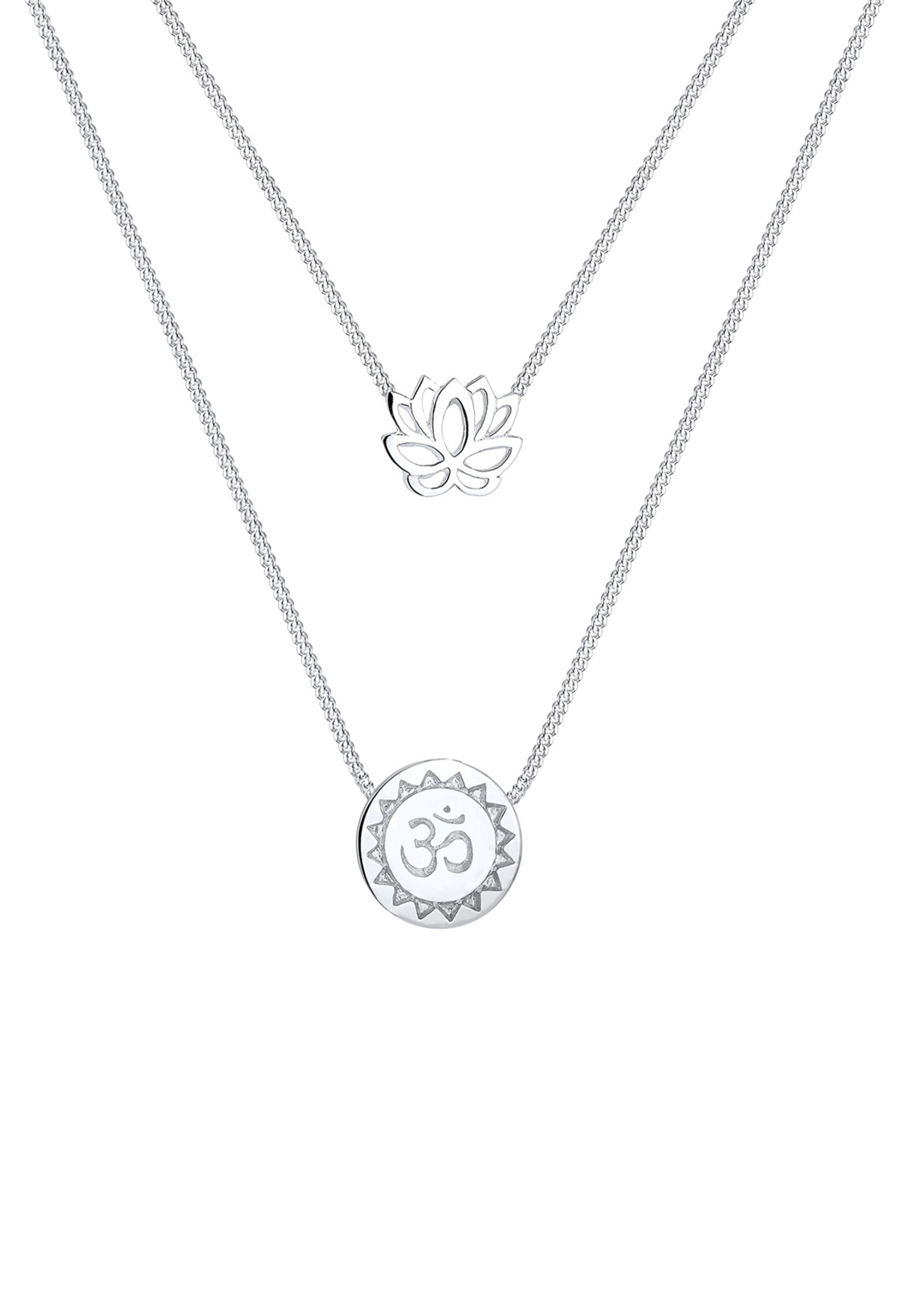 ELLI Kette 'Layer, Lotusblume, Om' in Silber