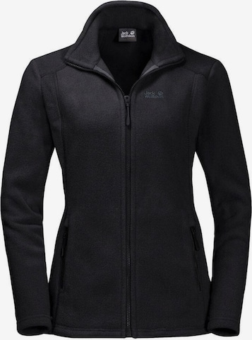 JACK WOLFSKIN Athletic Fleece Jacket in Black: front