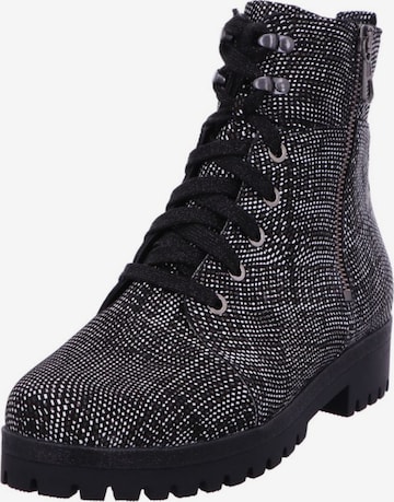 WALDLÄUFER Lace-Up Ankle Boots in Black: front