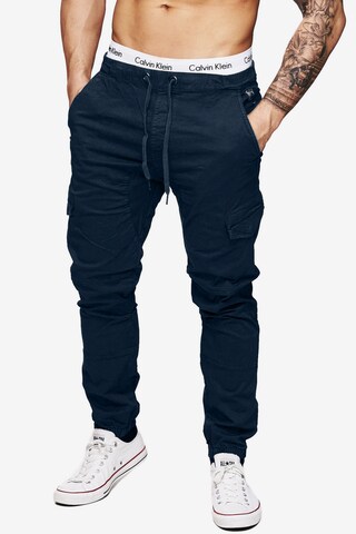 INDICODE JEANS Tapered Cargo Pants 'Levi' in Blue: front