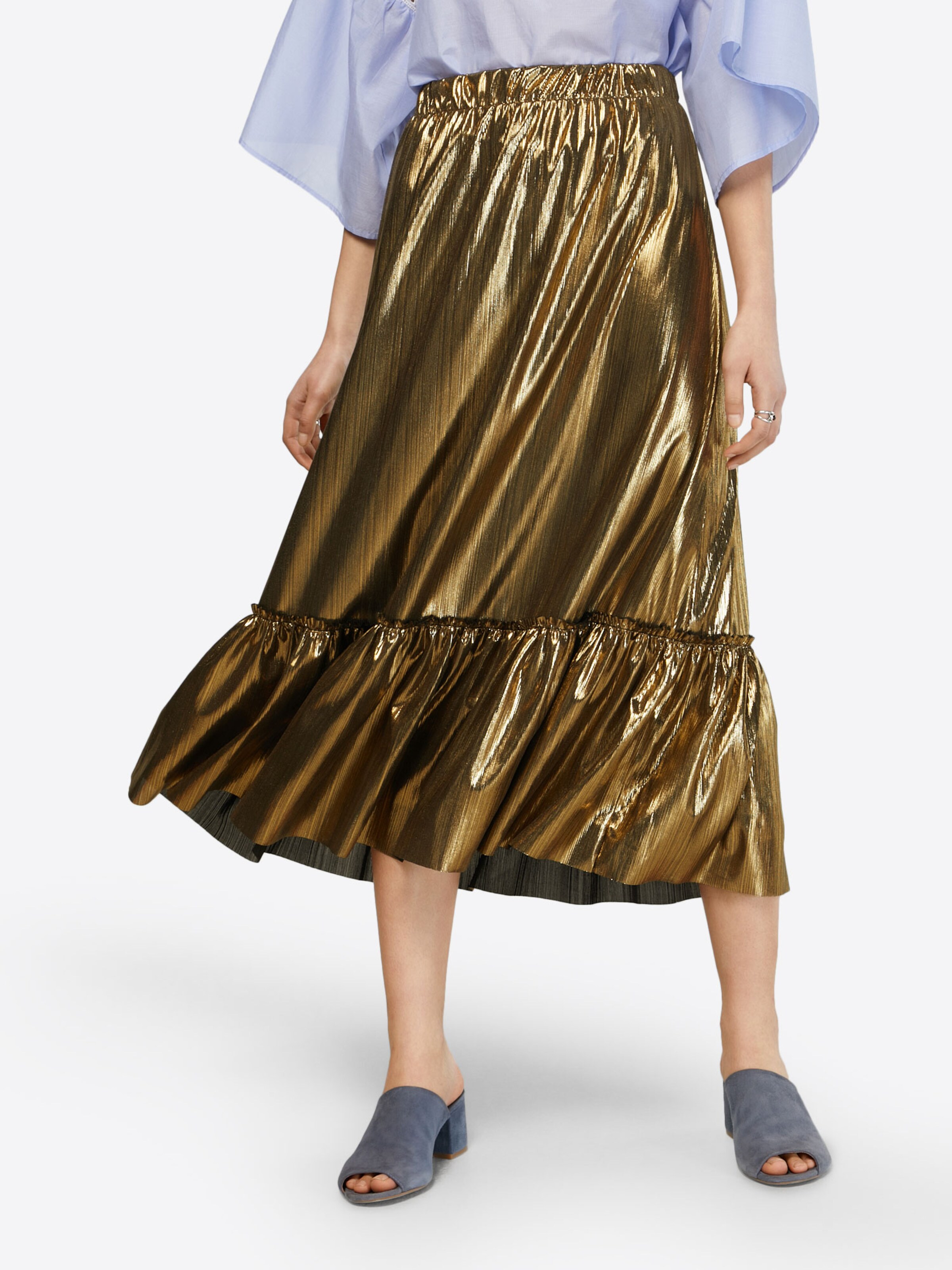 MOSS COPENHAGEN Jupe 'Fanny' en or: Vue de face