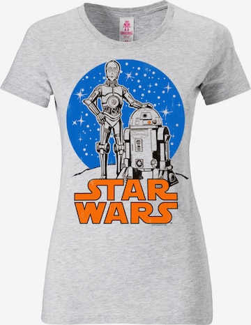 LOGOSHIRT Shirt 'R2-D2 & C-3PO' in Grijs: voorkant
