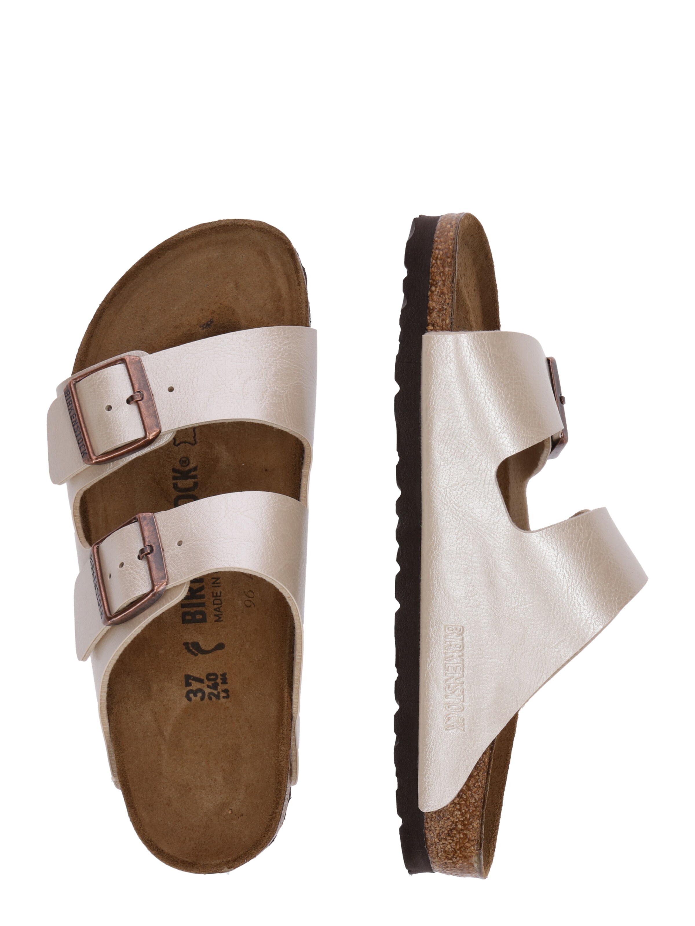 Saboți 'Arizona' de la BIRKENSTOCK pe alb: lateral