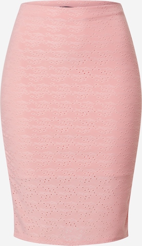 Boohoo - Saia 'Broderie' em rosa: frente