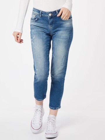 Coupe slim Jean 'Rosengarten Cropped' Goldgarn en bleu : devant