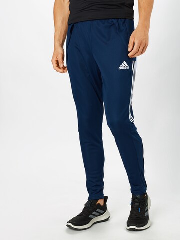 ADIDAS SPORTSWEAR Tapered Workout Pants in Blue: front