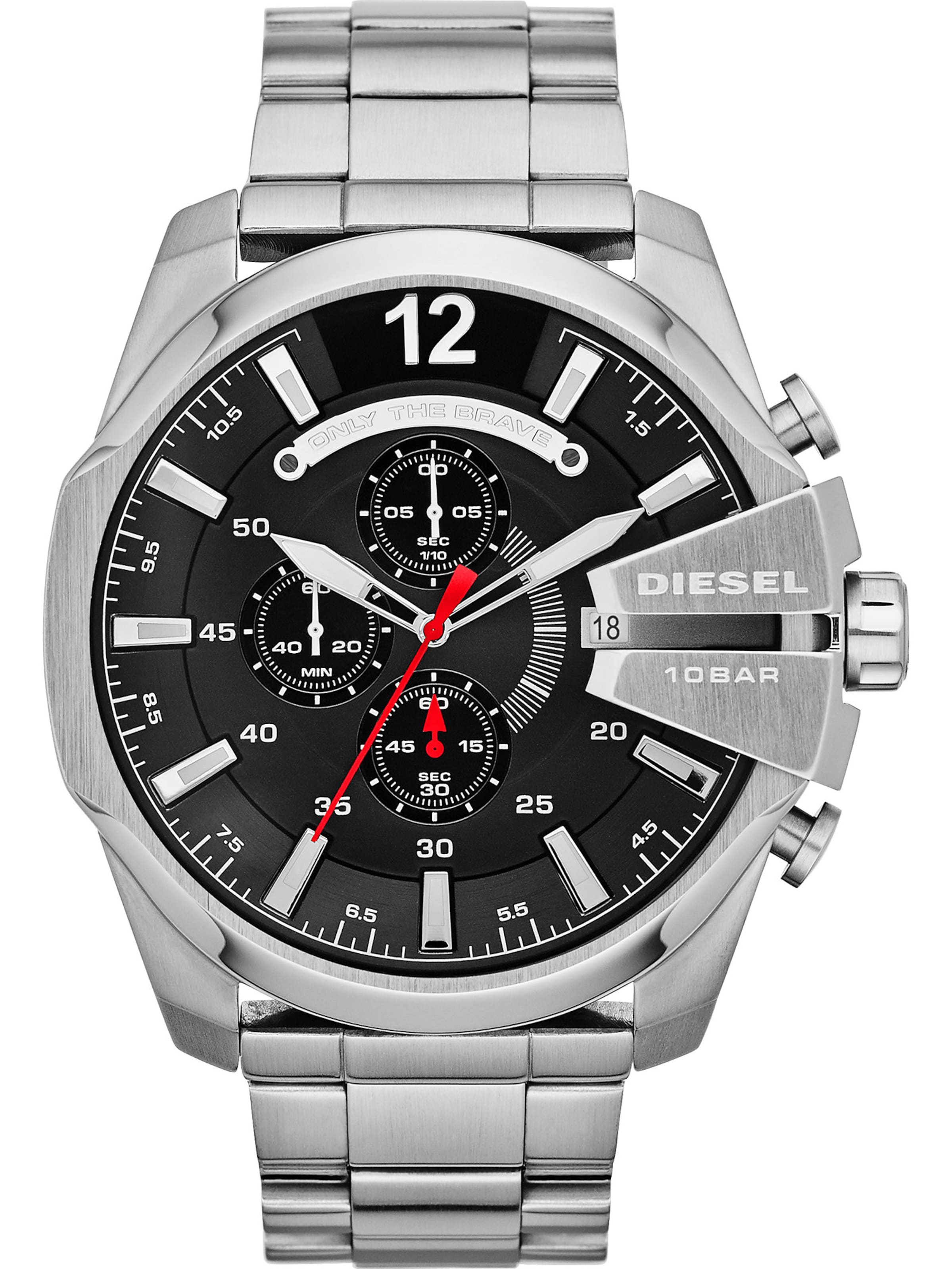 DIESEL Analog watch 'Mega Chief' in Silver: front