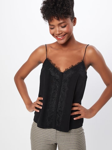 Review Top 'BUTTON LACE TOP' in Schwarz: Vorderseite