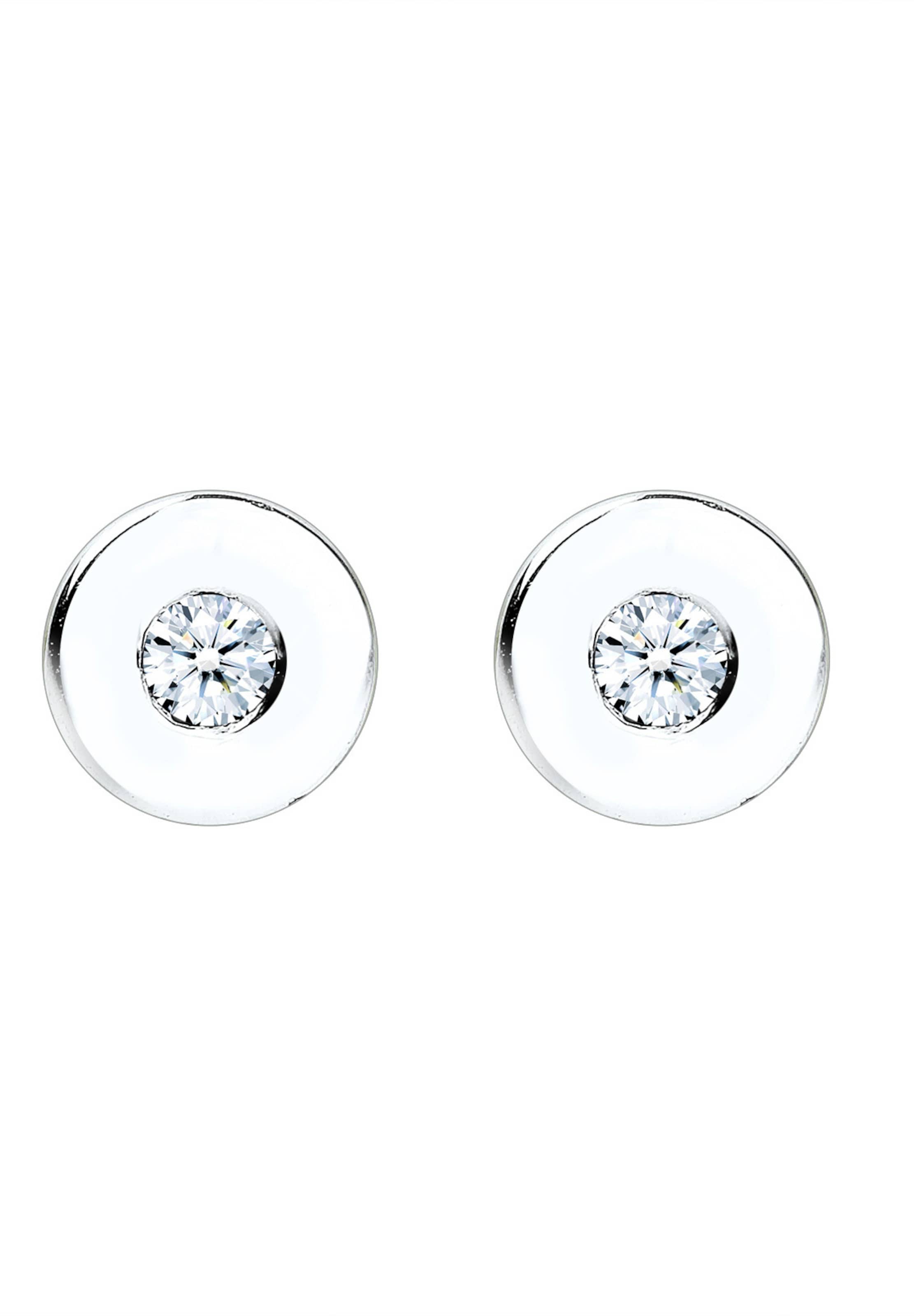 Boucles d'oreilles 'Kreis, Solitär' Elli DIAMONDS en blanc : devant