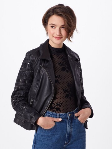 Maze Lederjacke 'Tuba' in Schwarz: Vorderseite