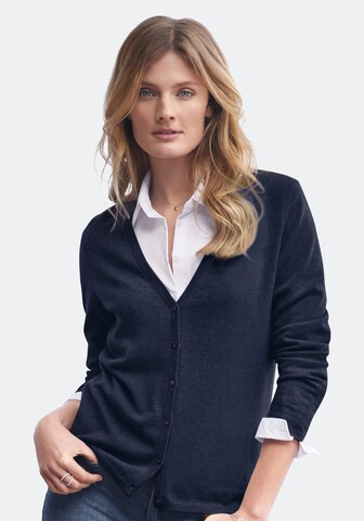 include Strickjacke mit tiefem V-Ausschnitt in Blau: Vorderseite