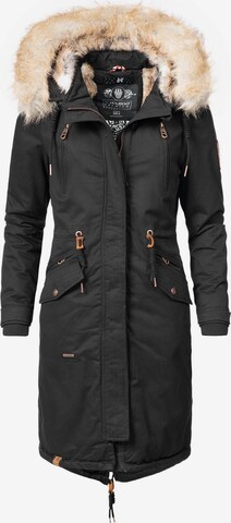 NAVAHOO Winterparka 'Kin-Joo' in Zwart: voorkant