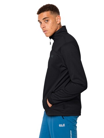 JACK WOLFSKIN Athletic Fleece Jacket 'Horizon' in Black