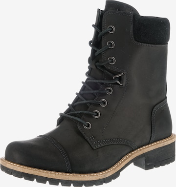 ECCO Lace-Up Ankle Boots 'Elaine' in Black: front