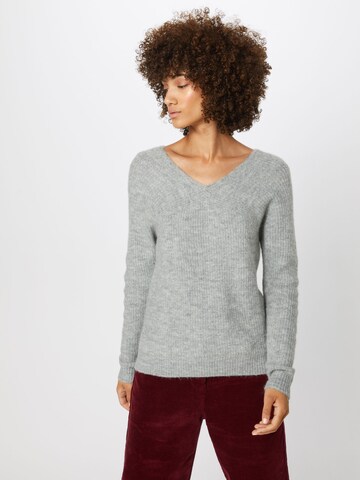 VILA Pullover 'VIDISA KNIT WOOL V-NECK L/S TOP' in Grau: Vorderseite
