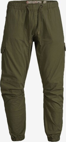 INDICODE JEANS Tapered Cargo Pants 'Levi' in Green: front