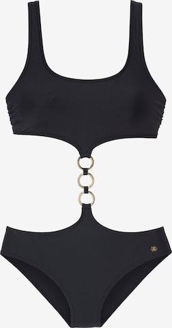 JETTE Bralette Swimsuit in Black: front
