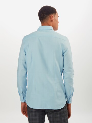 BURTON MENSWEAR LONDON Slim Fit Hemd 'Dobby' in Blau