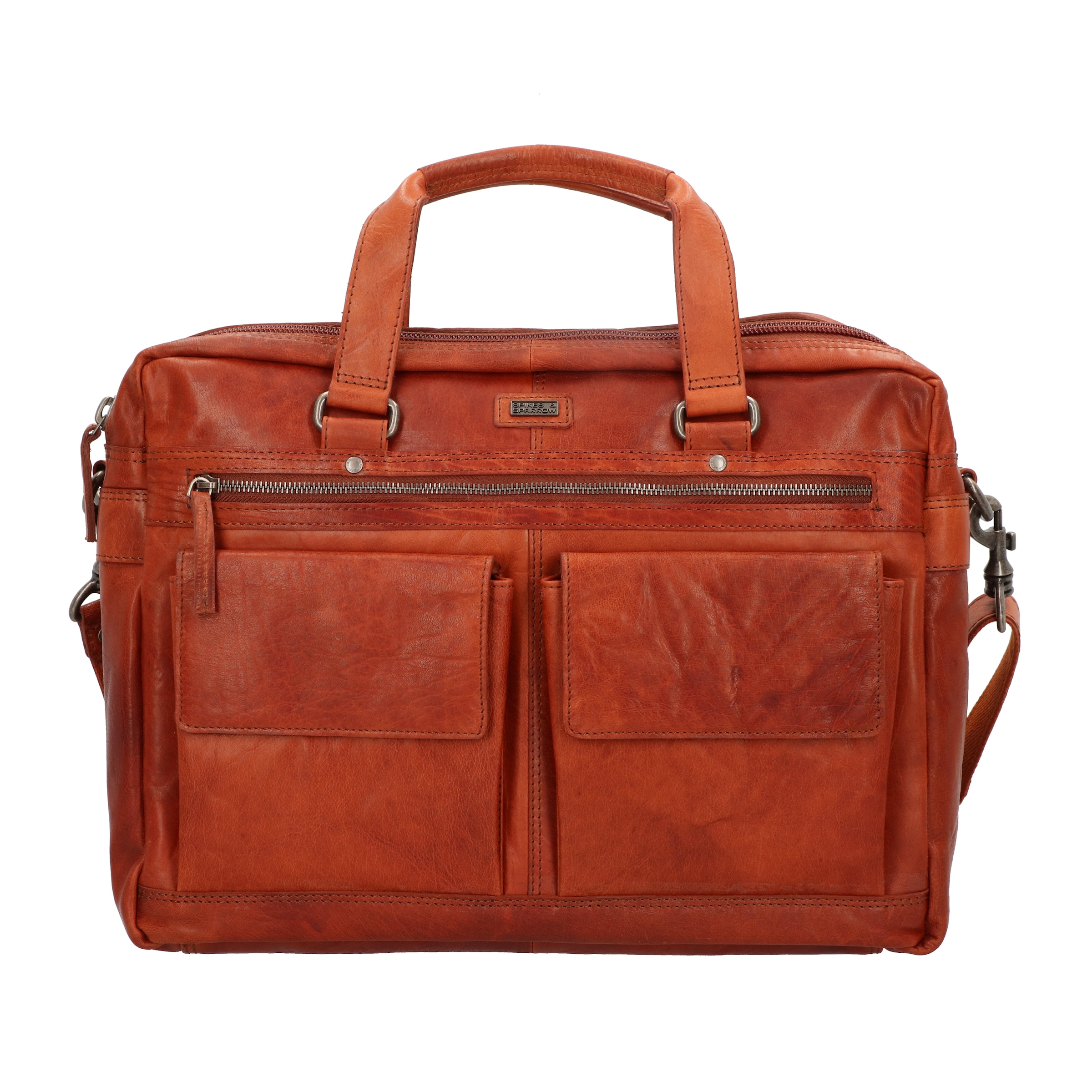 Spikes & Sparrow Aktentas in Bruin: voorkant