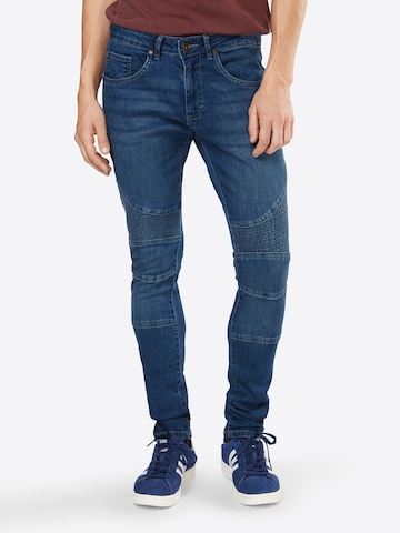 Urban Classics Skinny Jeans 'Slim Fit Biker' in Blue: front