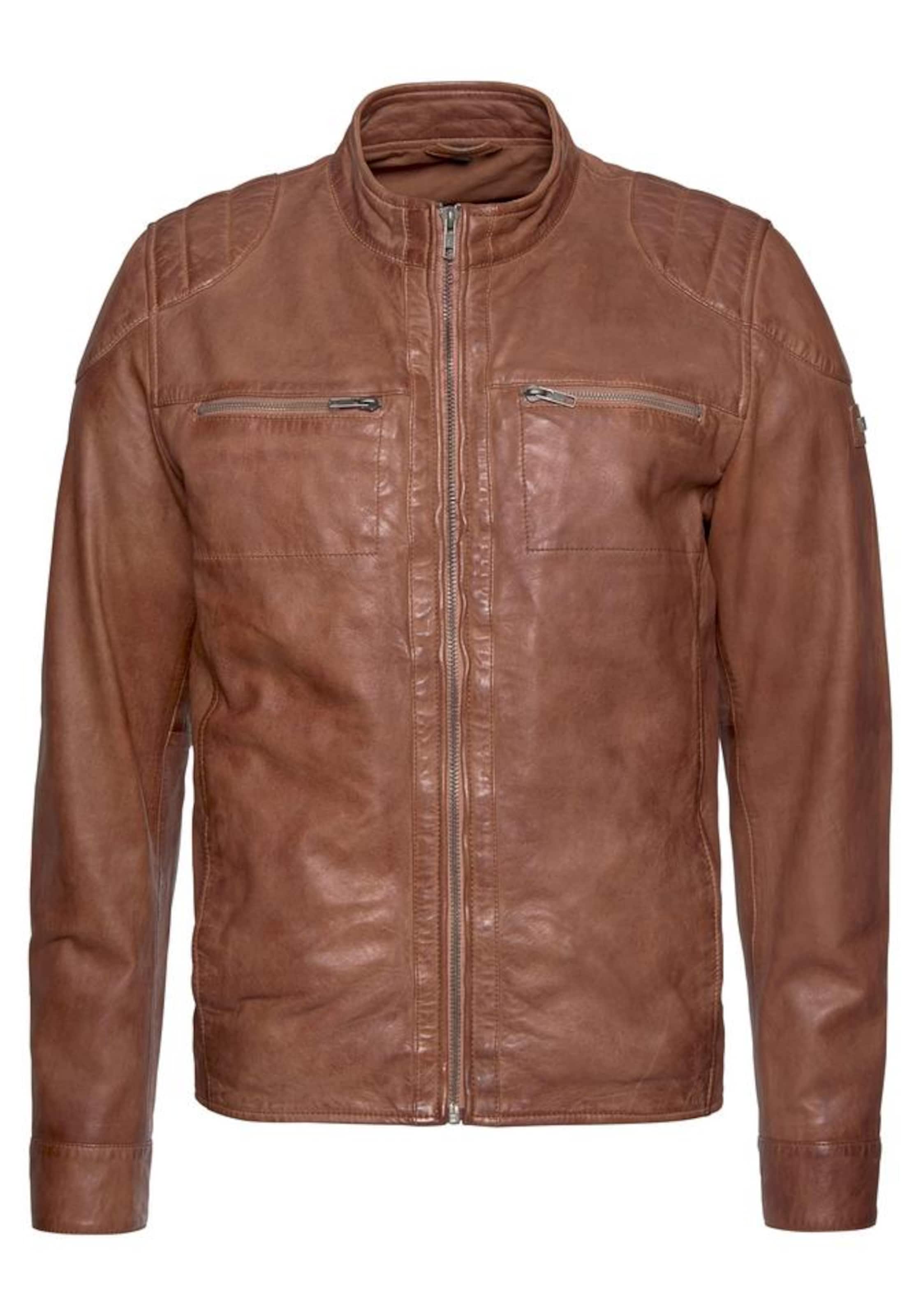 Bruno Banani Lederjacke 'Flint' in Braun: Vorderseite