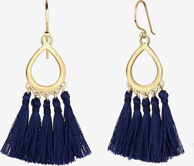 ELLI Boucles d'oreilles 'Boho' en bleu foncé / or, Vue avec produit