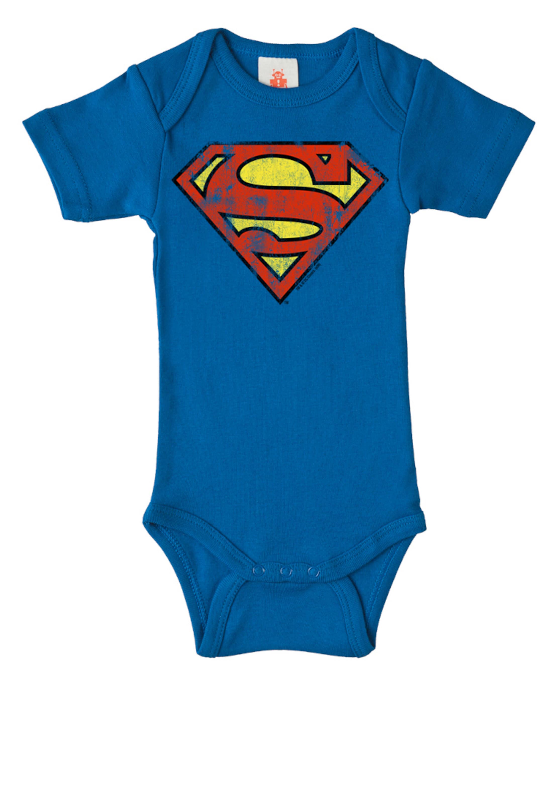 LOGOSHIRT Baby-Body "Superman" in Blau: Vorderseite