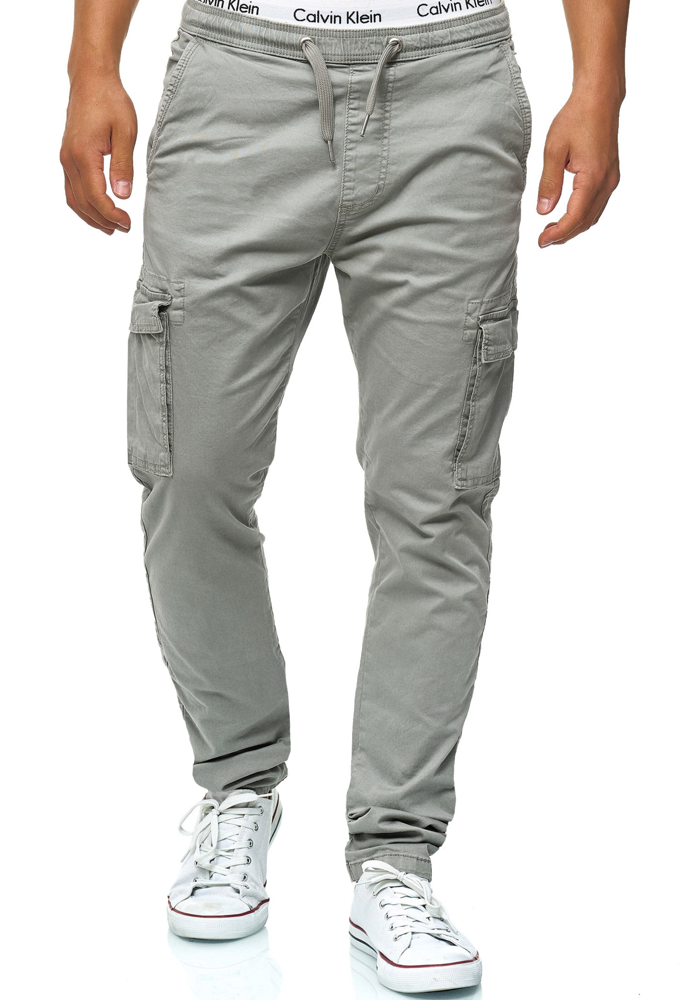 INDICODE JEANS Regular Cargo Pants 'Broadwick' in Grey: front