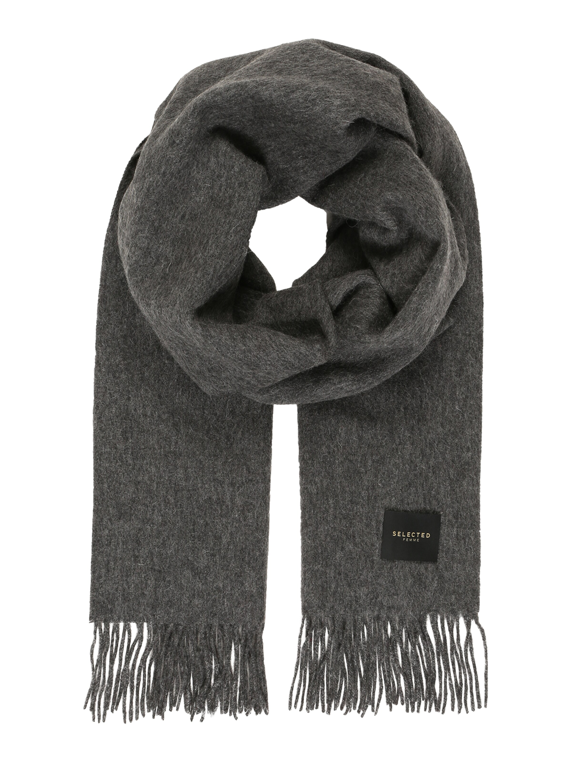 SELECTED FEMME - Sjaal 'TIME' in de kleur Grijs gemêleerd
