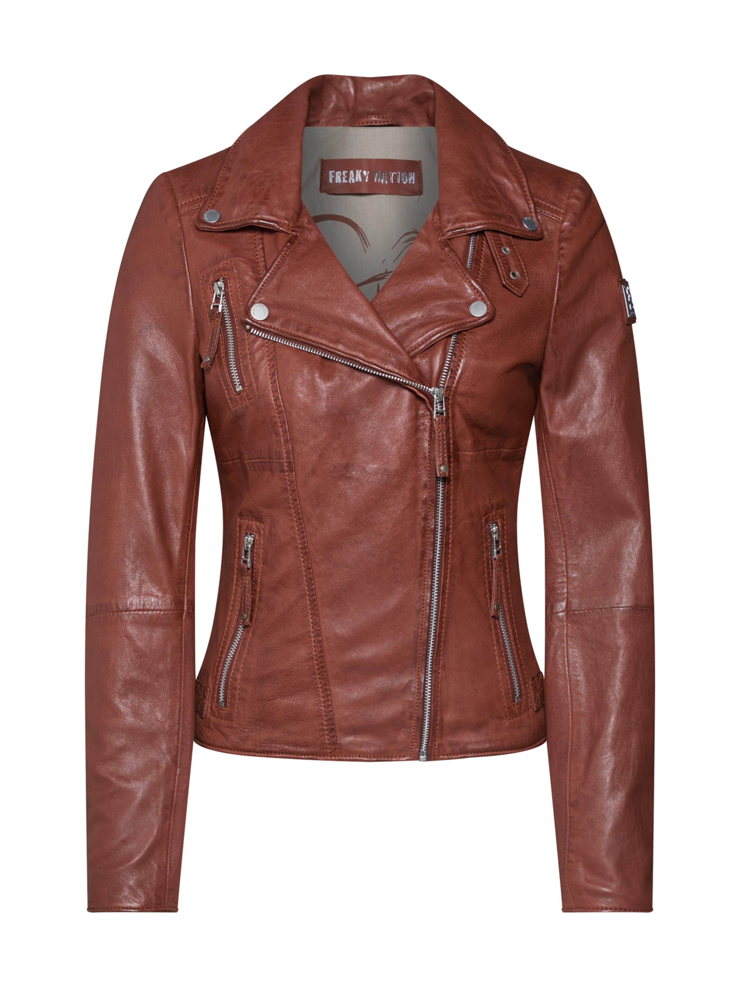 FREAKY NATION Between-Season Jacket 'Bikerprincess' in Brown: front
