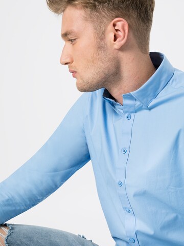!Solid Regular fit Button Up Shirt 'Shirt - Tyler LS' in Blue