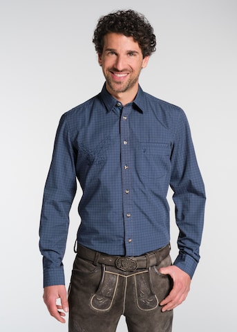 SPIETH & WENSKY Slim fit Traditional Button Up Shirt 'Nelson' in Blue: front