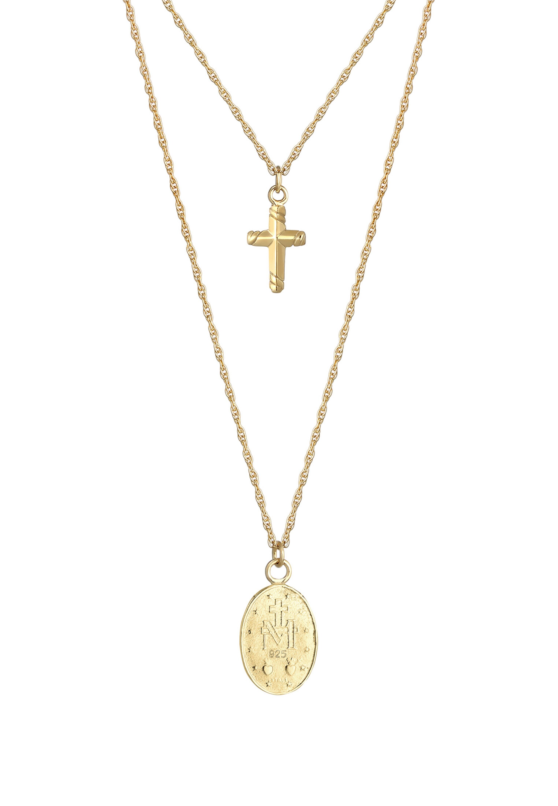 Frauen Schmuck ELLI Halskette Kreuz, Layer, Marienbild in Gold - YC19793