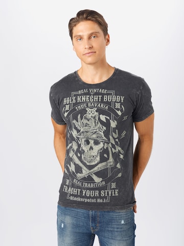 pilka STOCKERPOINT Marškinėliai su tradiciniais raštais 'Buddy': priekis