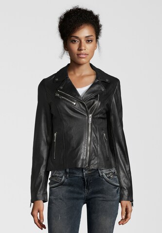 Apple of Eden Lederjacke 'GHOST' in Schwarz: Vorderseite