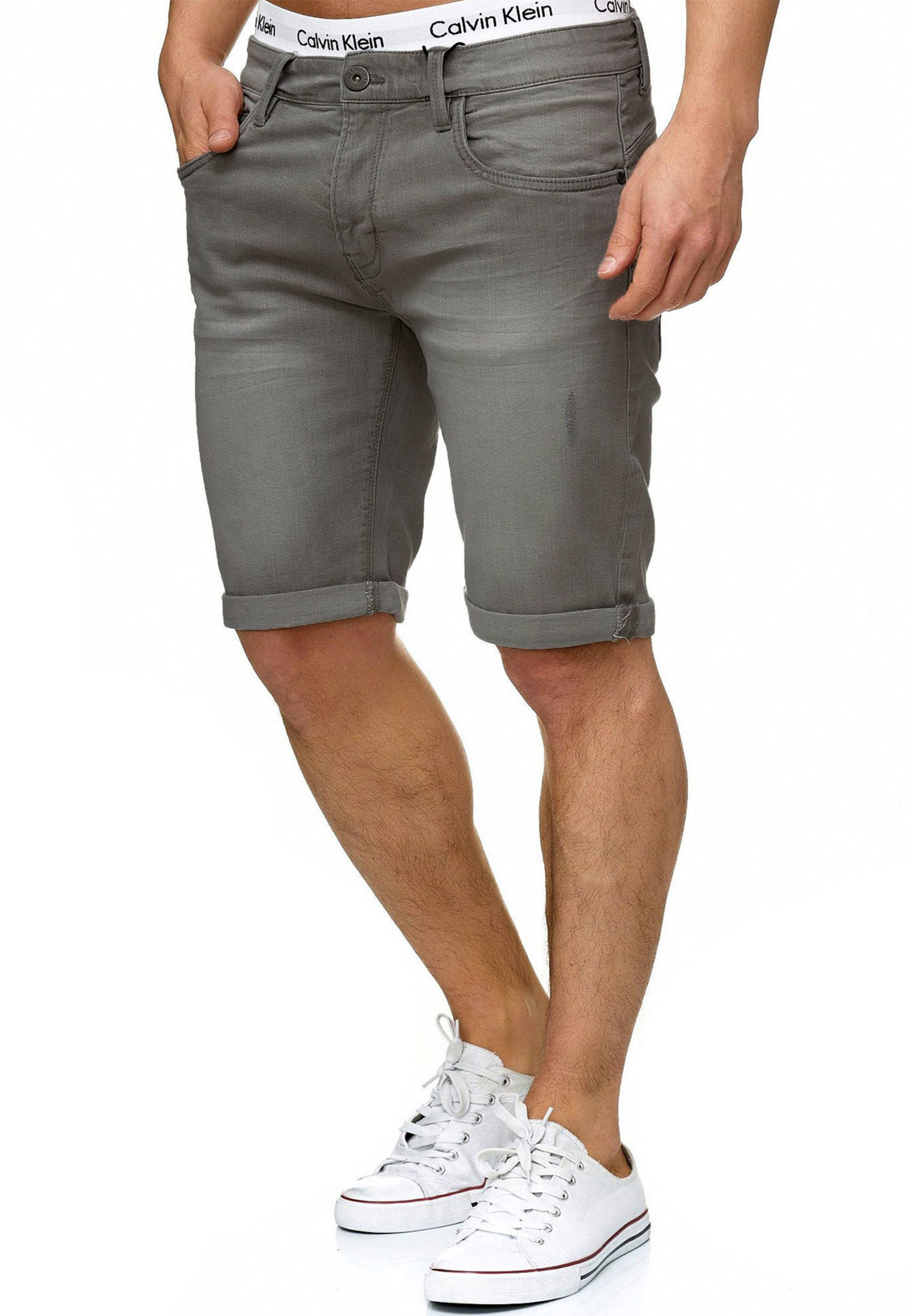 INDICODE JEANS Regular Shorts 'Caden' in Grau: Vorderseite